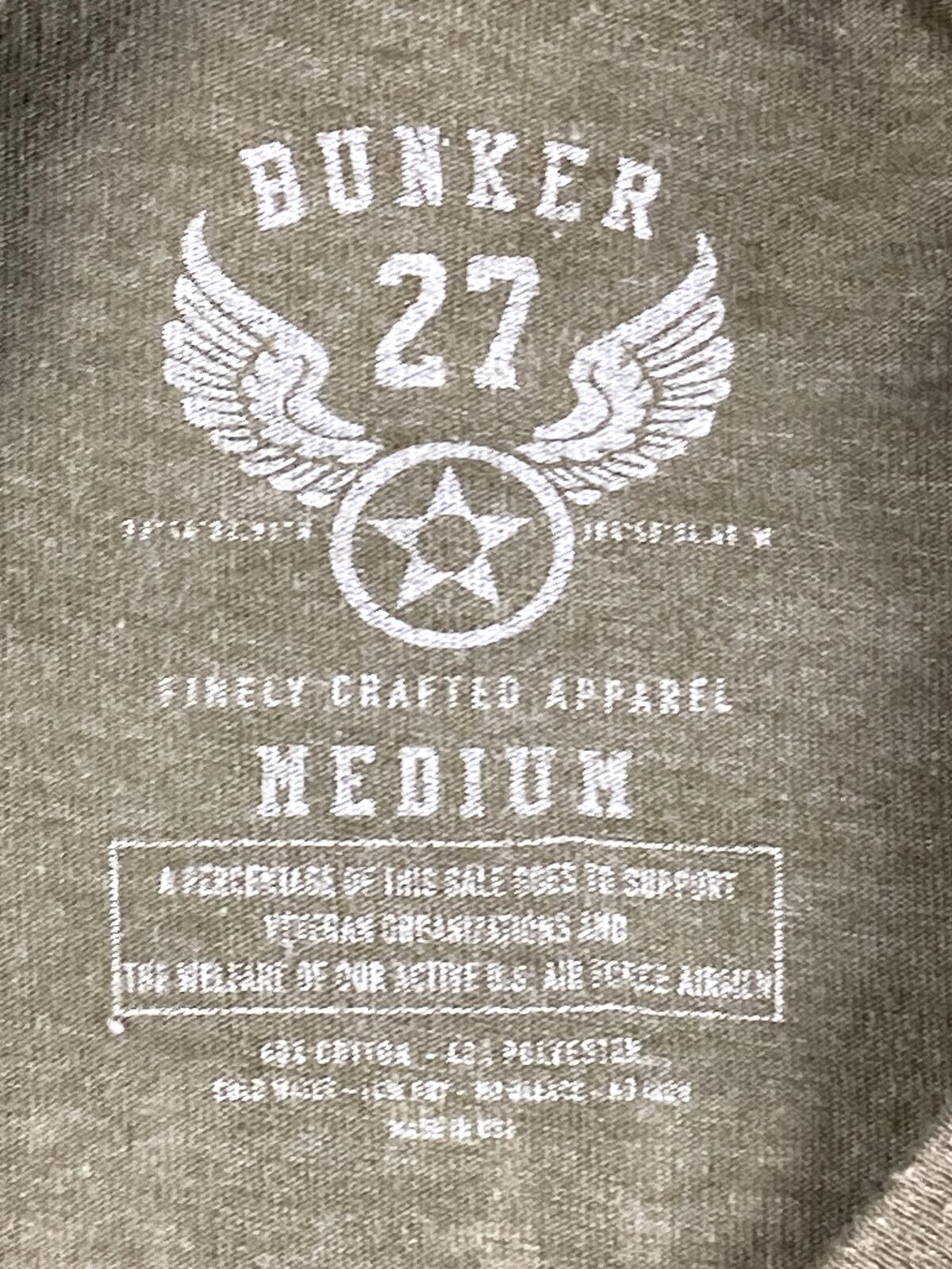 Bunker 27 Men's USAF Aircraft Maintenance T-Shirt Flight Line Warrior Green Sz M