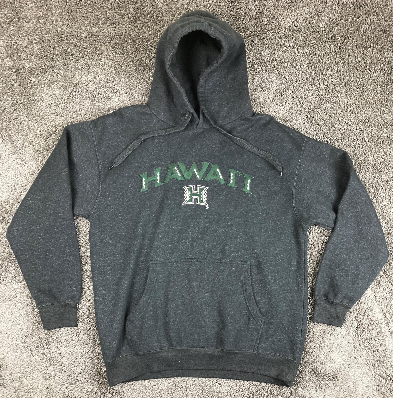 Vintage University of Hawaii Hoodie Mens Gray Rainbow Warriors 2000s NCAA Sz L