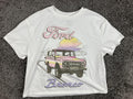 Ford Bronco Graphic T-Shirt Womens White Pink Sunset Retro Hybrid Boxy Tee Sz L