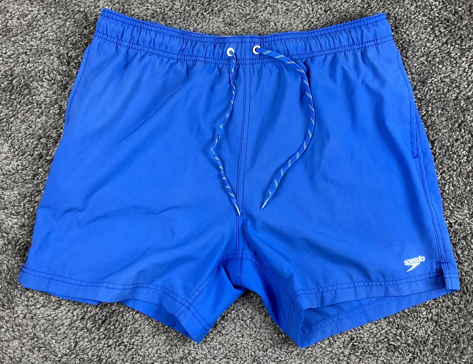 Speedo Men's Blue Volley Lined Swim Trunks 5.5" Inseam Board Shorts Pockets L