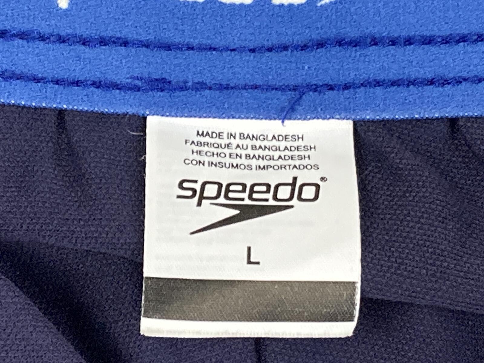 Speedo Men's Blue Volley Lined Swim Trunks 5.5" Inseam Board Shorts Pockets L