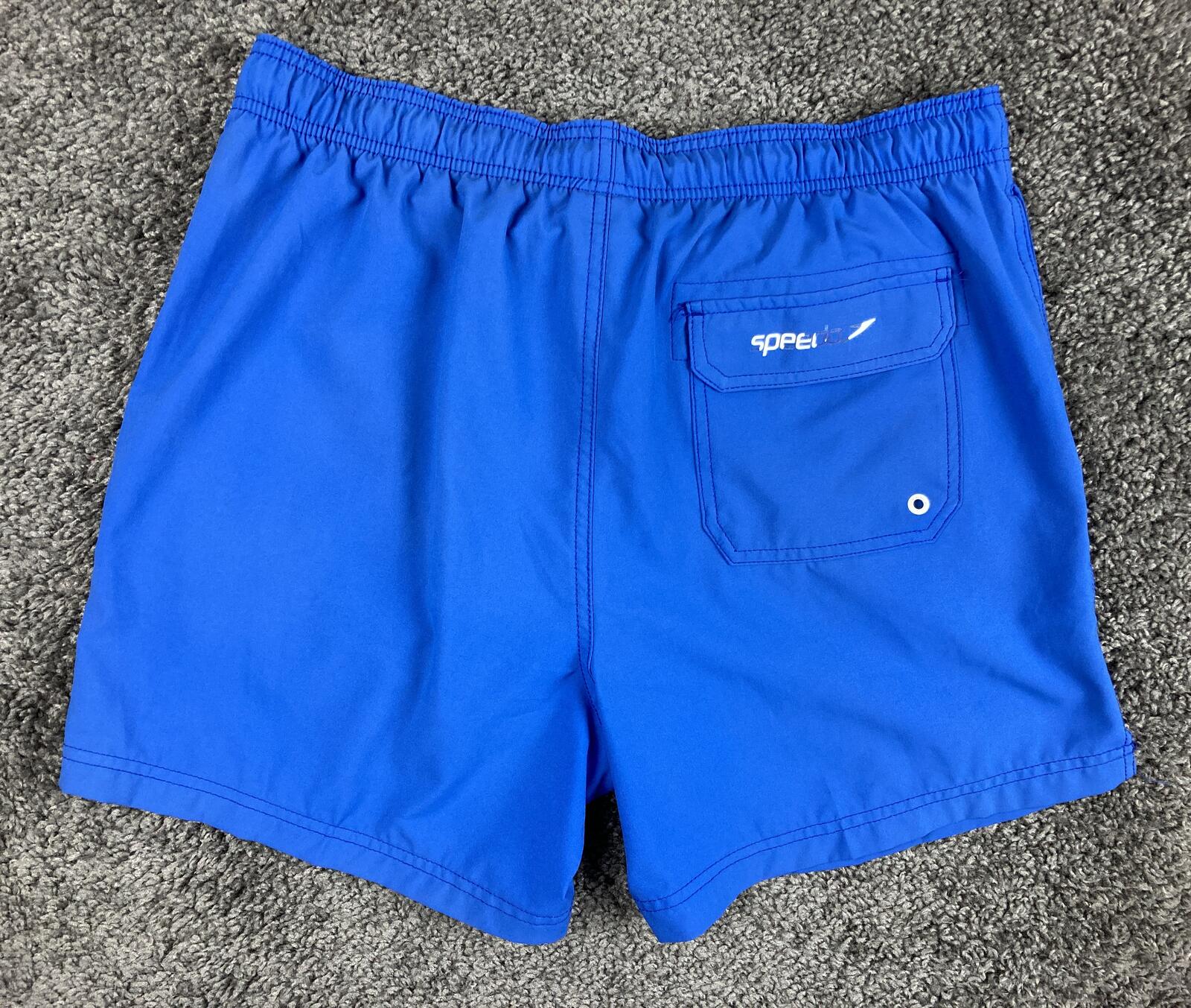 Speedo Men's Blue Volley Lined Swim Trunks 5.5" Inseam Board Shorts Pockets L