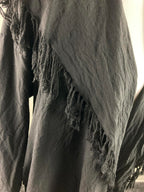 JM by Shelli Segal Fringed Open Front Cardigan Hoodie Black Medium