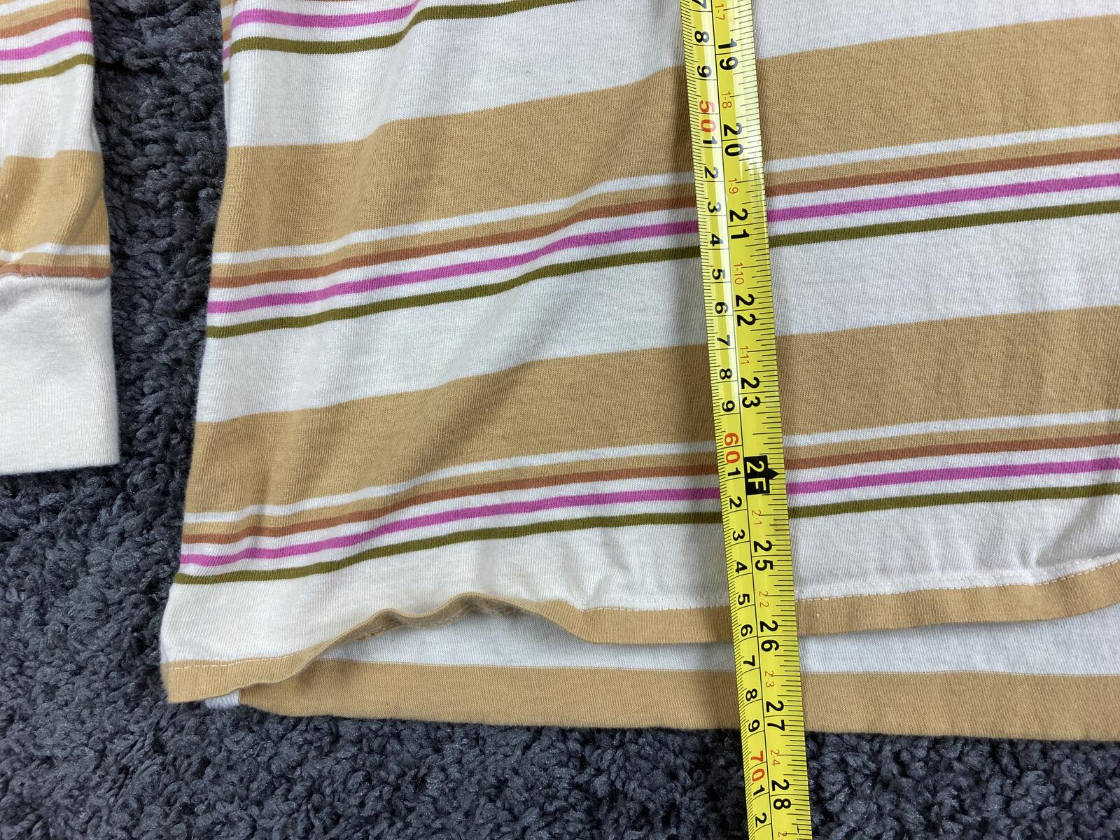 Billabong T-Shirt Mens Long Sleeve Brow Pink Tan Striped Sz L