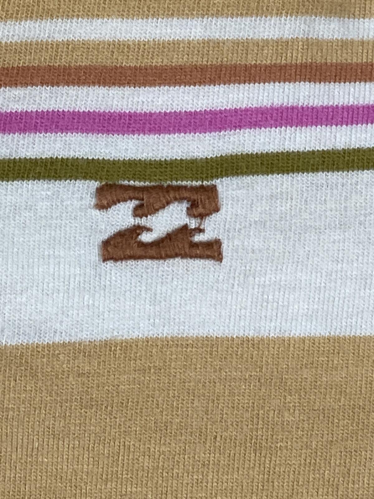 Billabong T-Shirt Mens Long Sleeve Brow Pink Tan Striped Sz L
