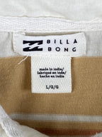 Billabong T-Shirt Mens Long Sleeve Brow Pink Tan Striped Sz L