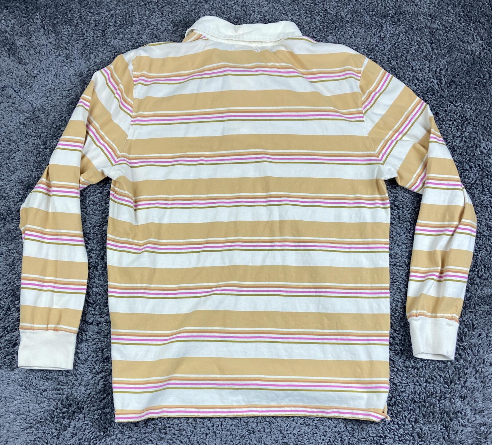 Billabong T-Shirt Mens Long Sleeve Brow Pink Tan Striped Sz L