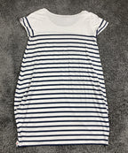 Aqua Maritime Striped T-Shirt Dress White Navy Blue Nautical Stretch Sz One Size