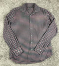 Robert Barakett Black Burgundy Plaid Button Front Shirt Size M