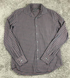 Robert Barakett Black Burgundy Plaid Button Front Shirt Size M