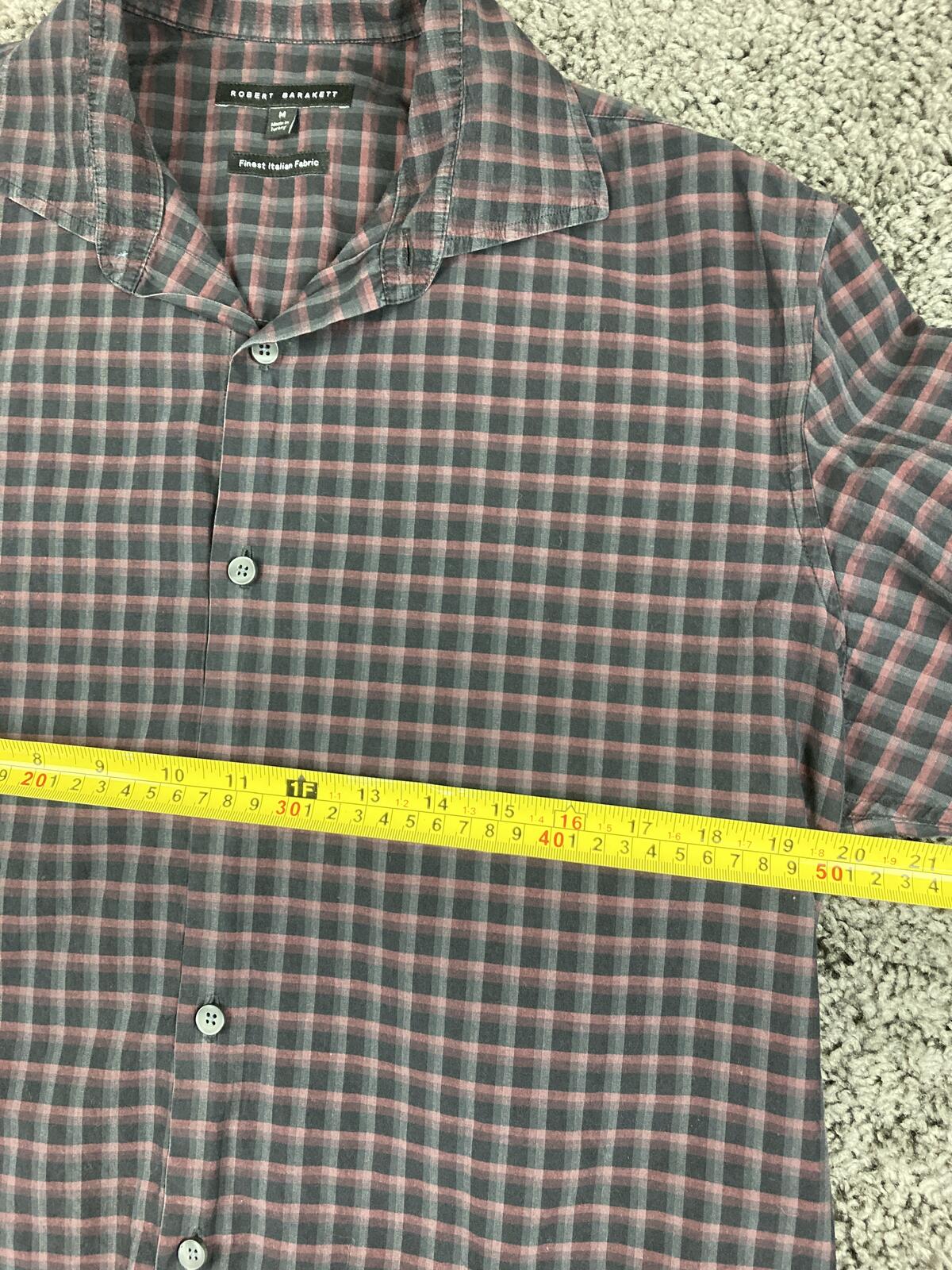 Robert Barakett Black Burgundy Plaid Button Front Shirt Size M
