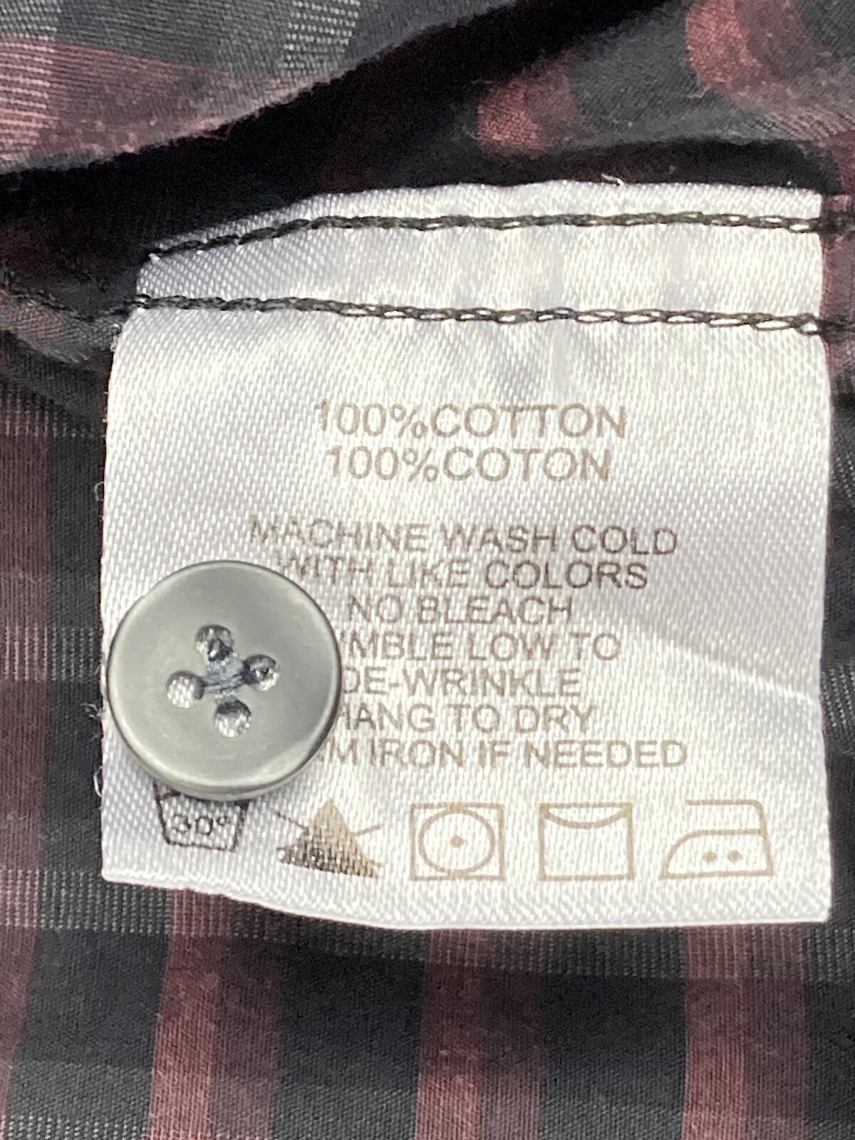 Robert Barakett Black Burgundy Plaid Button Front Shirt Size M