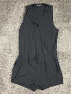 Beyond Yoga Women's Black Sleeveless Romper Drawstring Waist Pockets XS