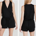 Beyond Yoga Women's Black Sleeveless Romper Drawstring Waist Pockets XS