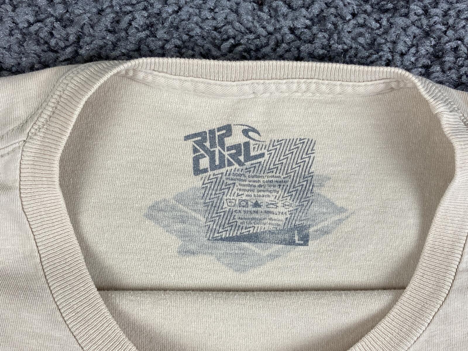 Rip Curl T-Shirt Men's Beige Surf Logo Graphic Short Sleeve Tee Sz L