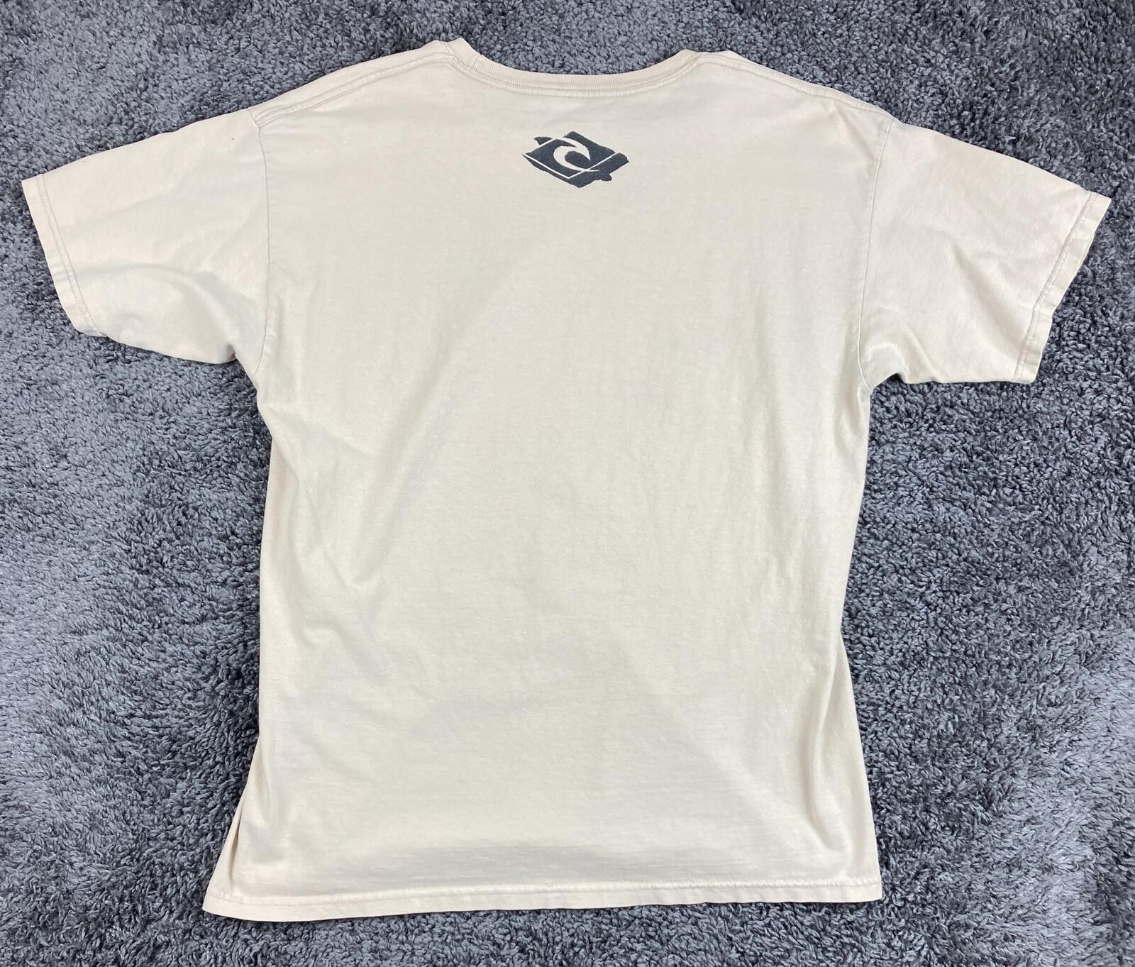 Rip Curl T-Shirt Men's Beige Surf Logo Graphic Short Sleeve Tee Sz L
