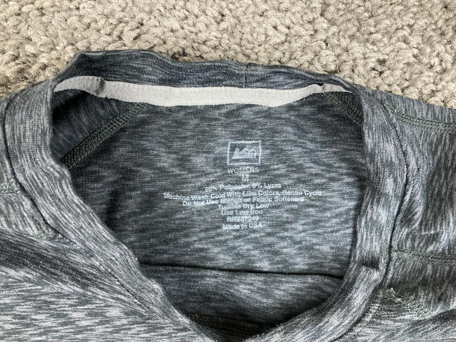 REI Co-op Womens Midweight Base Layer Top Gray Space Dye Lg Sleeve Thumbhole M