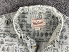 Vintage Woolrich Shirt Mens Made USA Cotton Camping Hiking Novelty Print Sz L