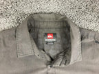 Quiksilver Mens Shirt Gray Short Sleeve Button Up Graphic Logo Surf Skate Sz L
