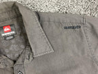 Quiksilver Mens Shirt Gray Short Sleeve Button Up Graphic Logo Surf Skate Sz L