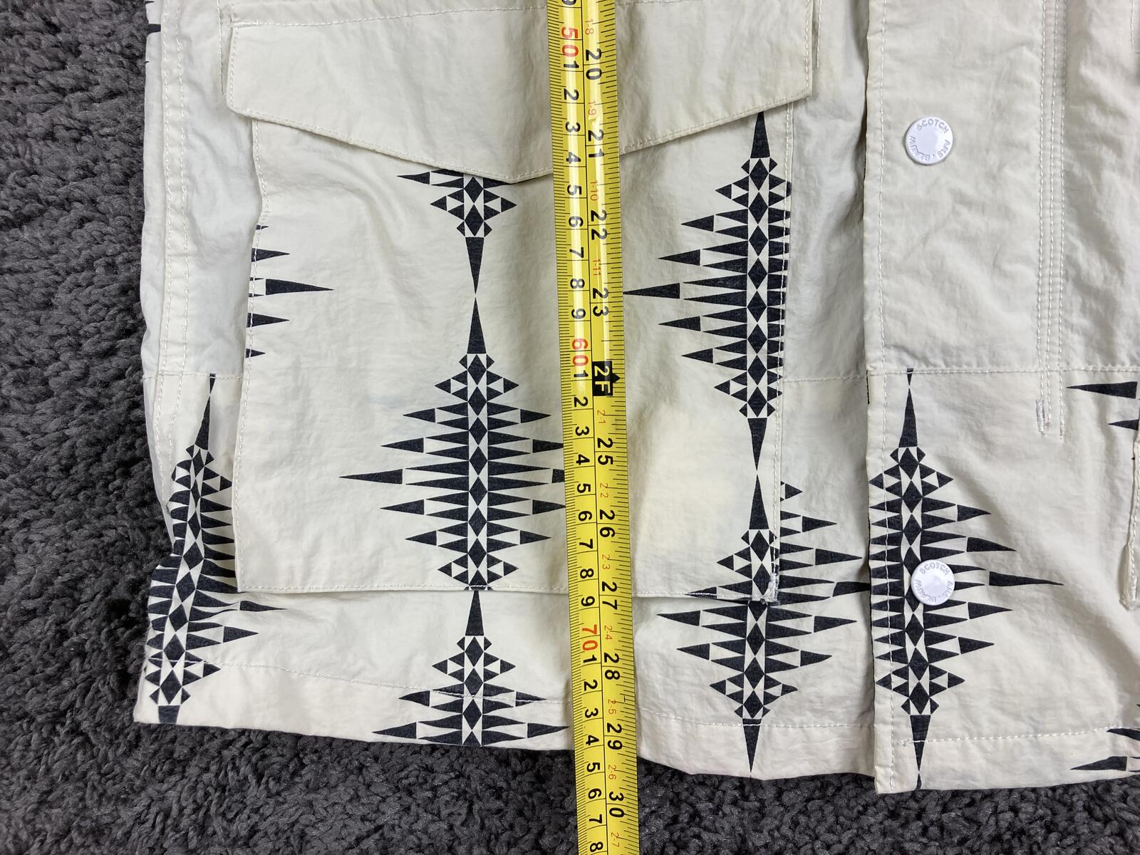 Scotch & Soda Amsterdams Blauw Hooded Field Jacket Men's White Print Nylon Sz L