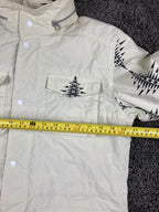 Scotch & Soda Amsterdams Blauw Hooded Field Jacket Men's White Print Nylon Sz L