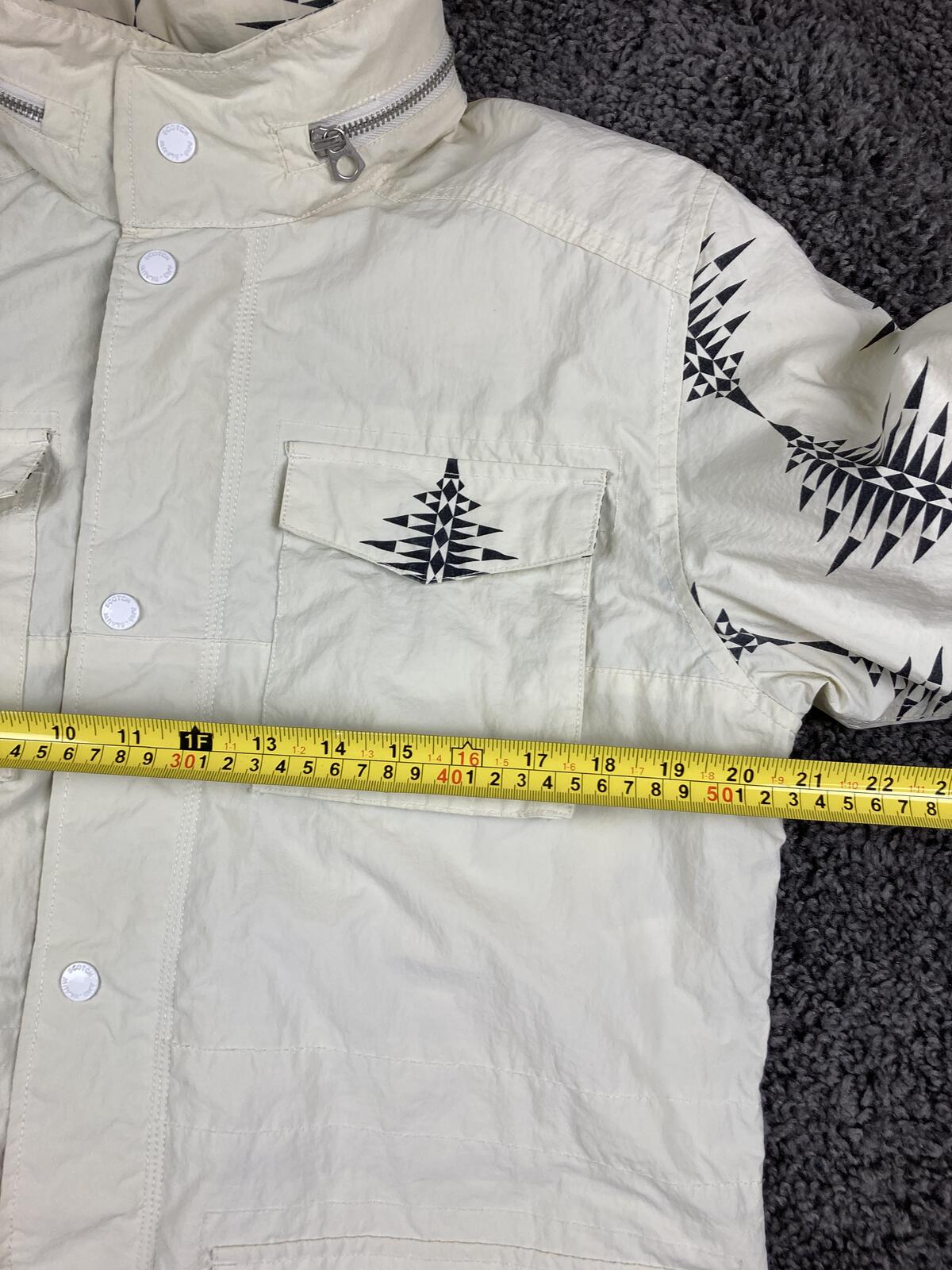 Scotch & Soda Amsterdams Blauw Hooded Field Jacket Men's White Print Nylon Sz L