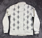 Scotch & Soda Amsterdams Blauw Hooded Field Jacket Men's White Print Nylon Sz L