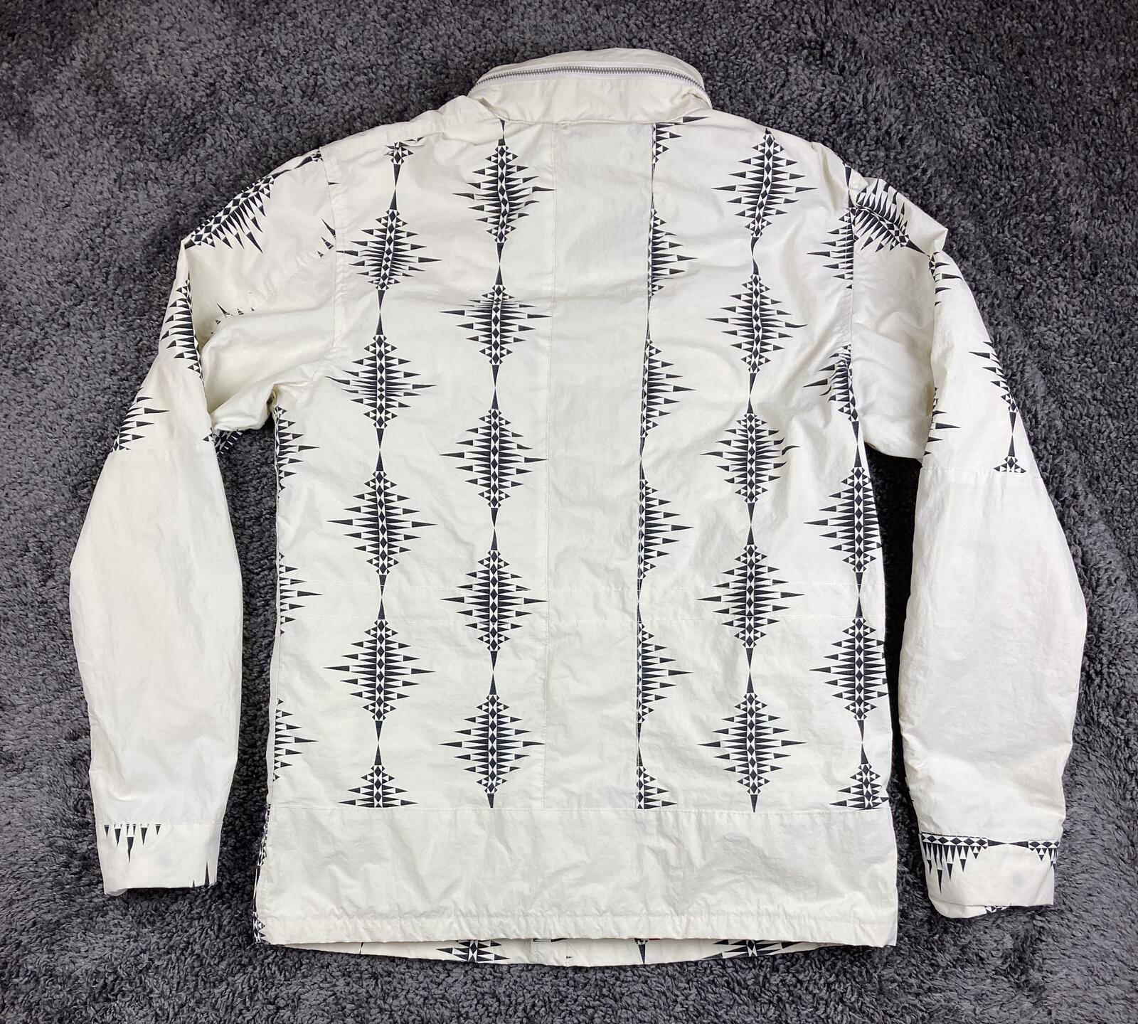 Scotch & Soda Amsterdams Blauw Hooded Field Jacket Men's White Print Nylon Sz L