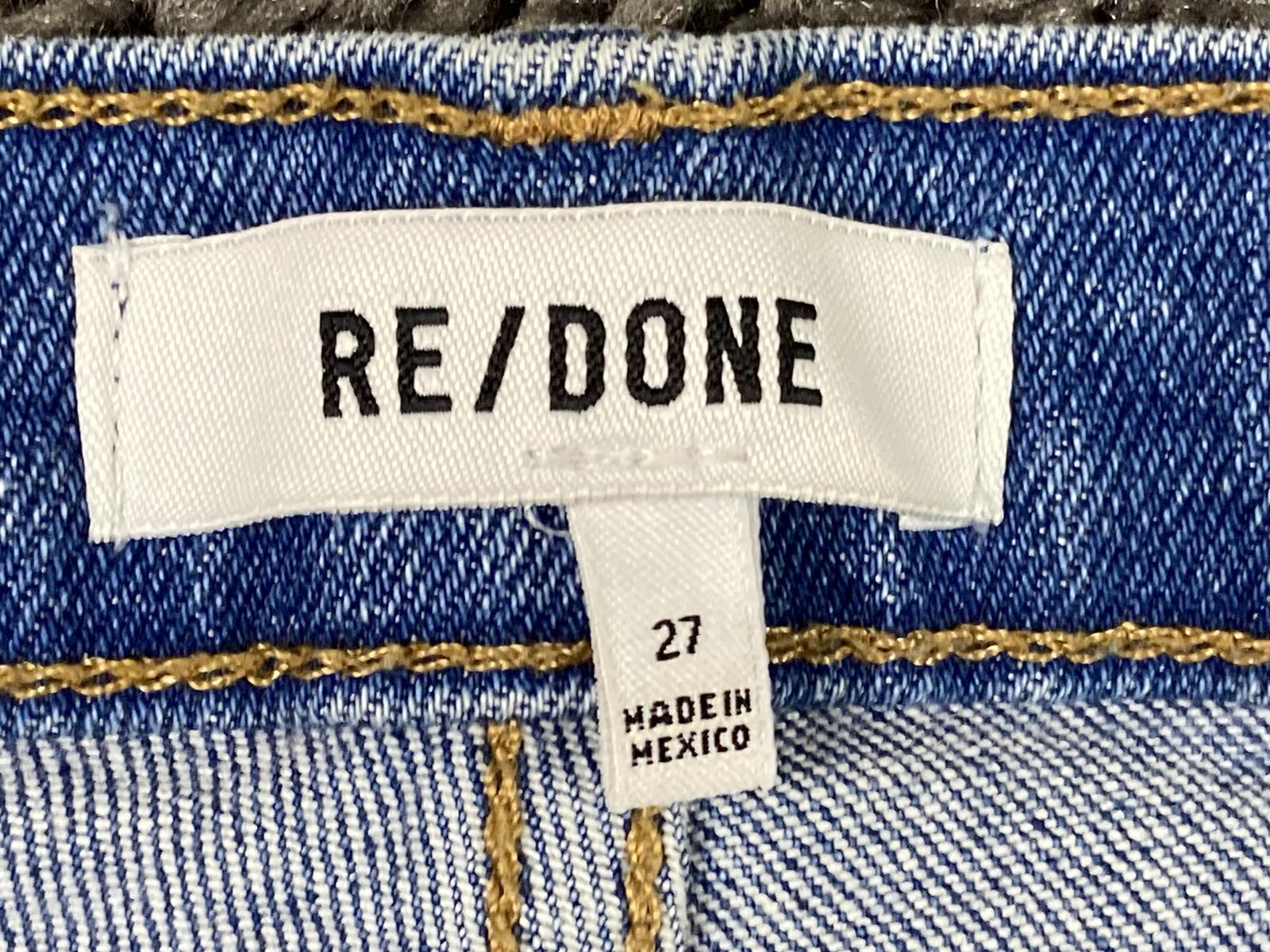 RE/DONE Blue Skinny Jeans Womens Size 27  Button Fly Distressed Knee Denim