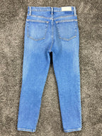 RE/DONE Blue Skinny Jeans Womens Size 27  Button Fly Distressed Knee Denim
