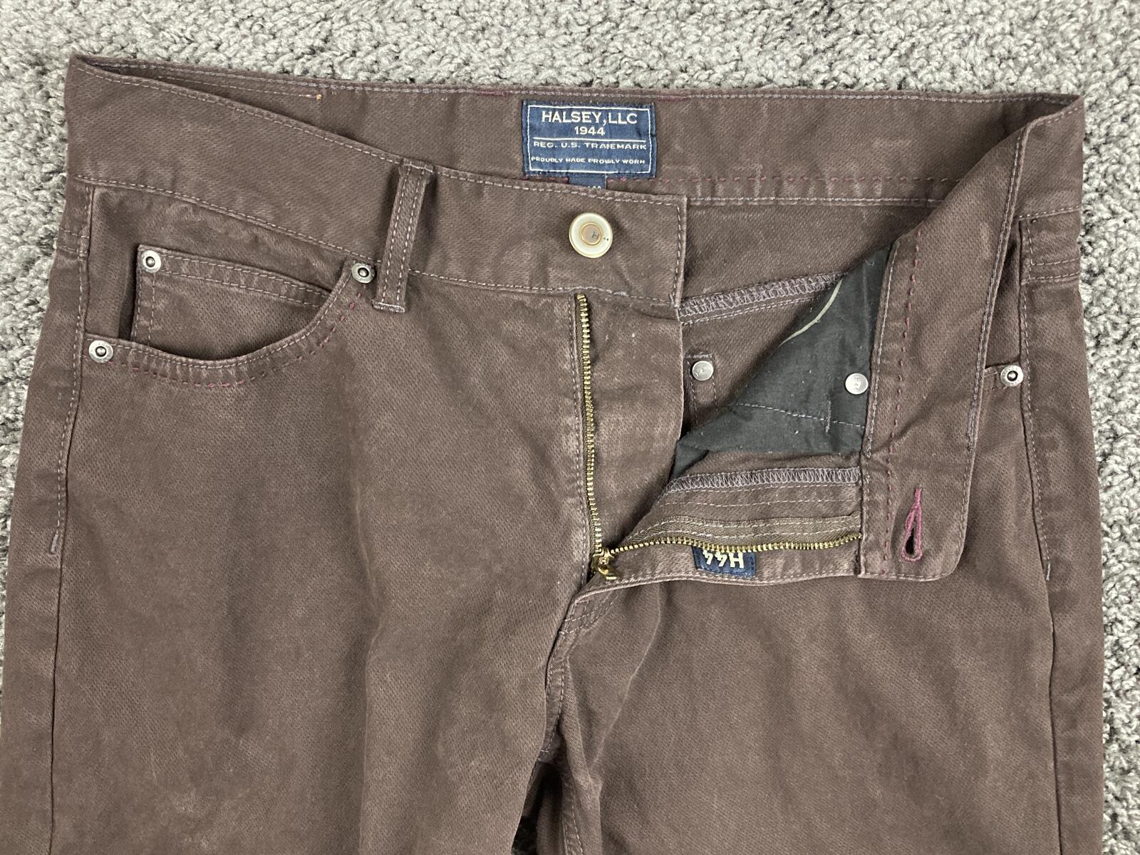 Halsey 44 Mens Pants Brown Cotton Stretch 5 Pocket Straight Leg Sz 32x30