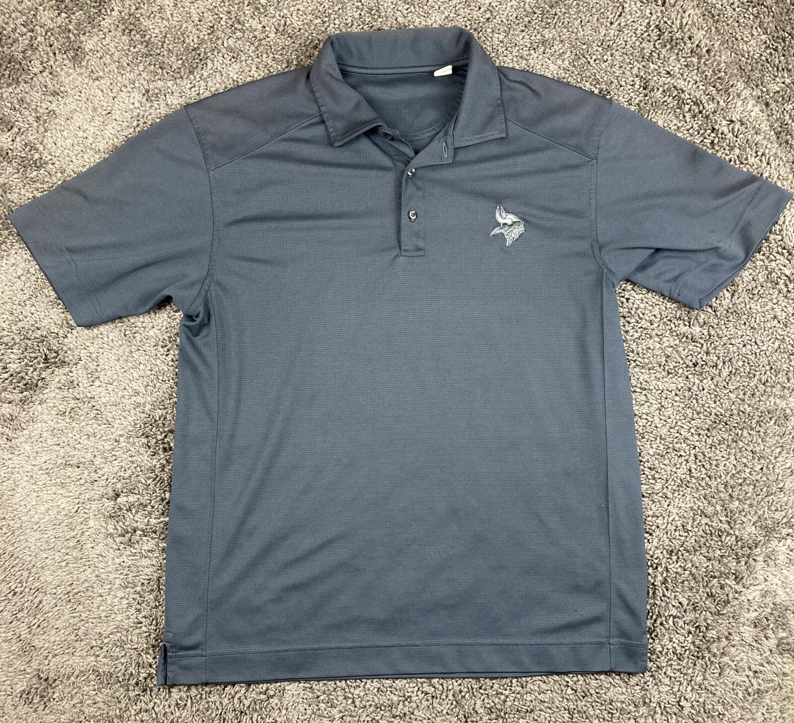 Cutter & Buck Minnesota Vikings NFL Polo Shirt Men's Gray Performance Golf Sz L
