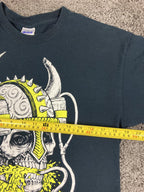 Off With Their Heads Band T-Shirt Black Punk Rock Skull Beer Helmet DWitt Art M
