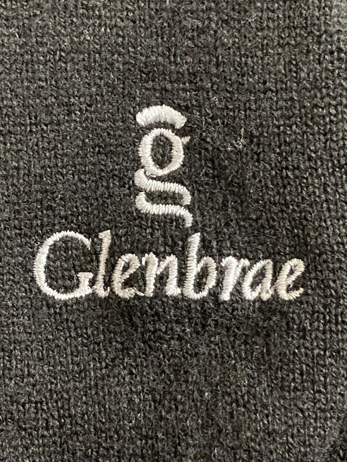 Glenbrae Spiral Merino Lambswool Sweater Mens Black Made in UK Golf Knit Sz M