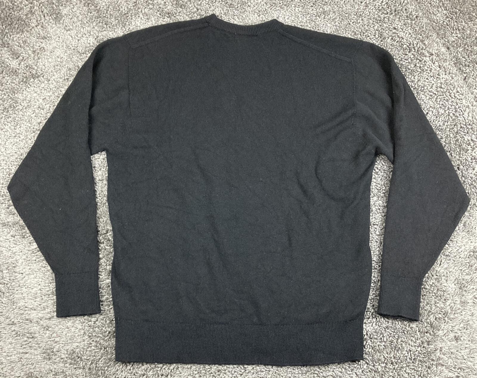 Glenbrae Spiral Merino Lambswool Sweater Mens Black Made in UK Golf Knit Sz M