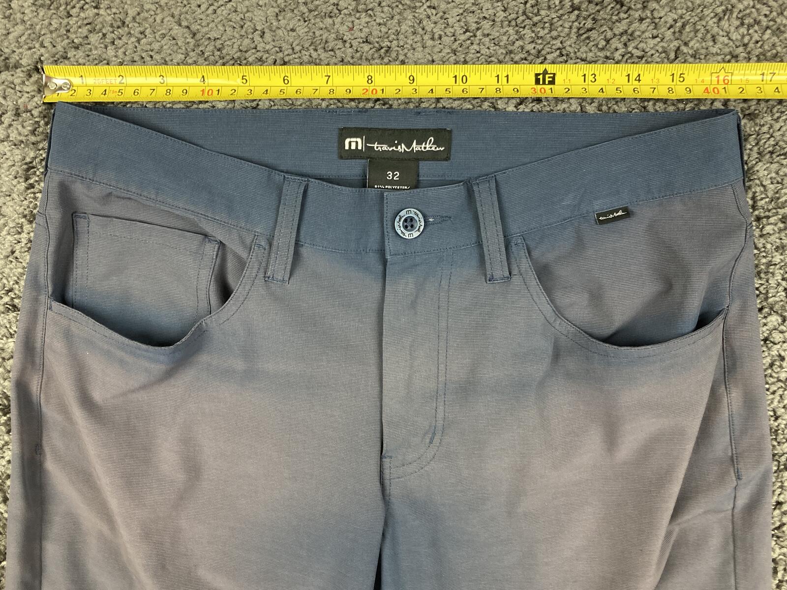 Travis Travis Mathew Open To Close Golf Pants Blue Performance Stretch Chino 32