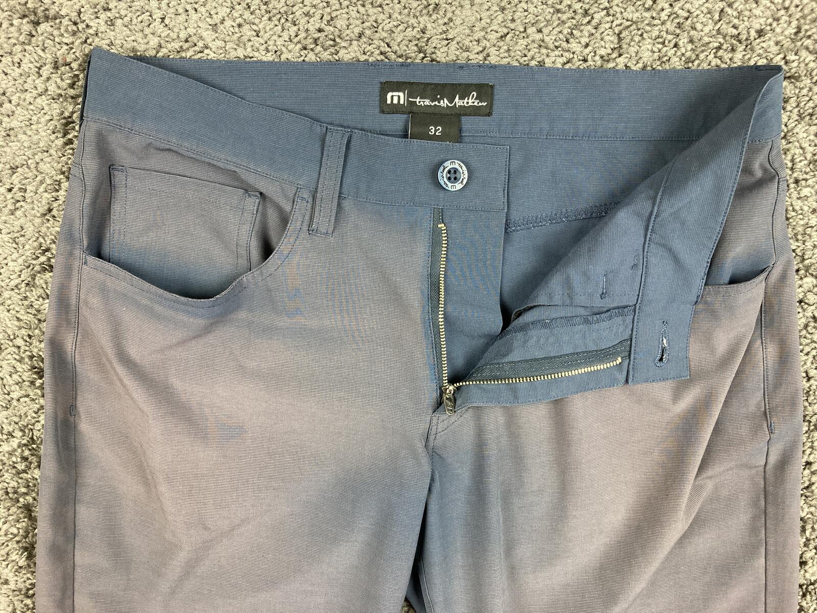 Travis Travis Mathew Open To Close Golf Pants Blue Performance Stretch Chino 32