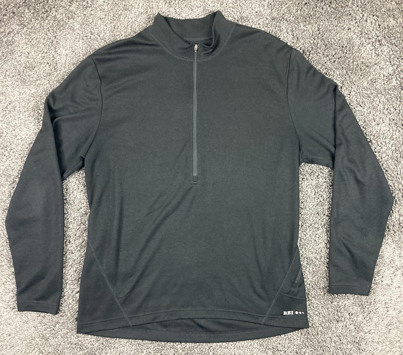 REI Co-op Pullover Quarter Zip Long Sleeve Performance Base Layer Black Size M