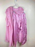 Women's Pink & White 3pc Embroidered Lined Indian Kurta, Pant & Dupatta Set Sz L