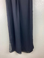 Women's Black 3pc Multicolor Embroidered Indian Kurta, Pant & Dupatta Set Sz L