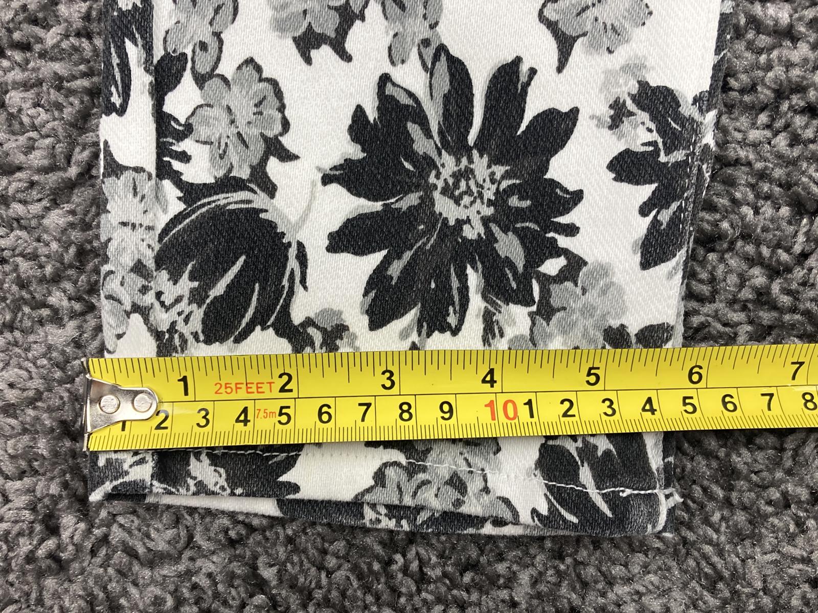 Topvalu Floral Skinny Pants Womens White Black Stretch 31x24