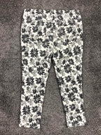 Topvalu Floral Skinny Pants Womens White Black Stretch 31x24