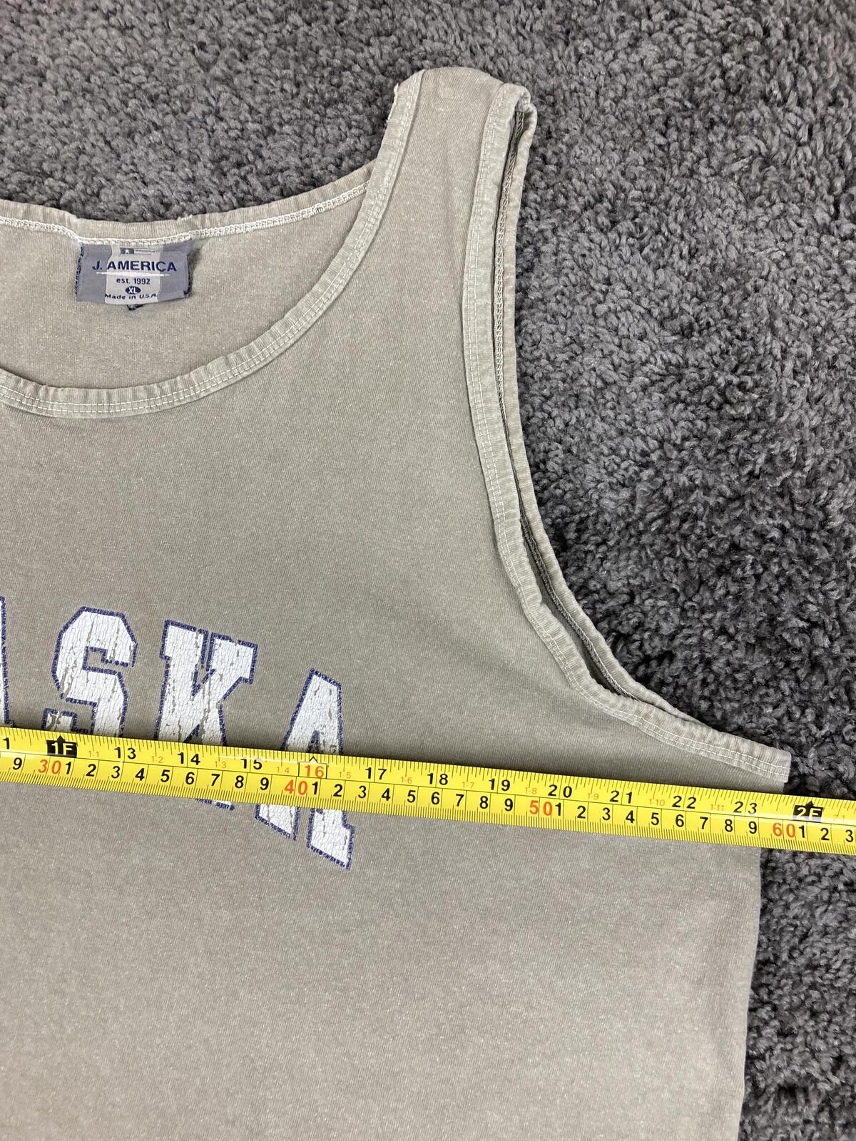 Vintage J America Alaska Tank Top Mens Beige Cotton Made in USA Sz XL