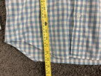 T.M. Lewin Mens Shirt  Slim Fit Blue Gingham Linen Blend Long Sleeve 15.5 (33)