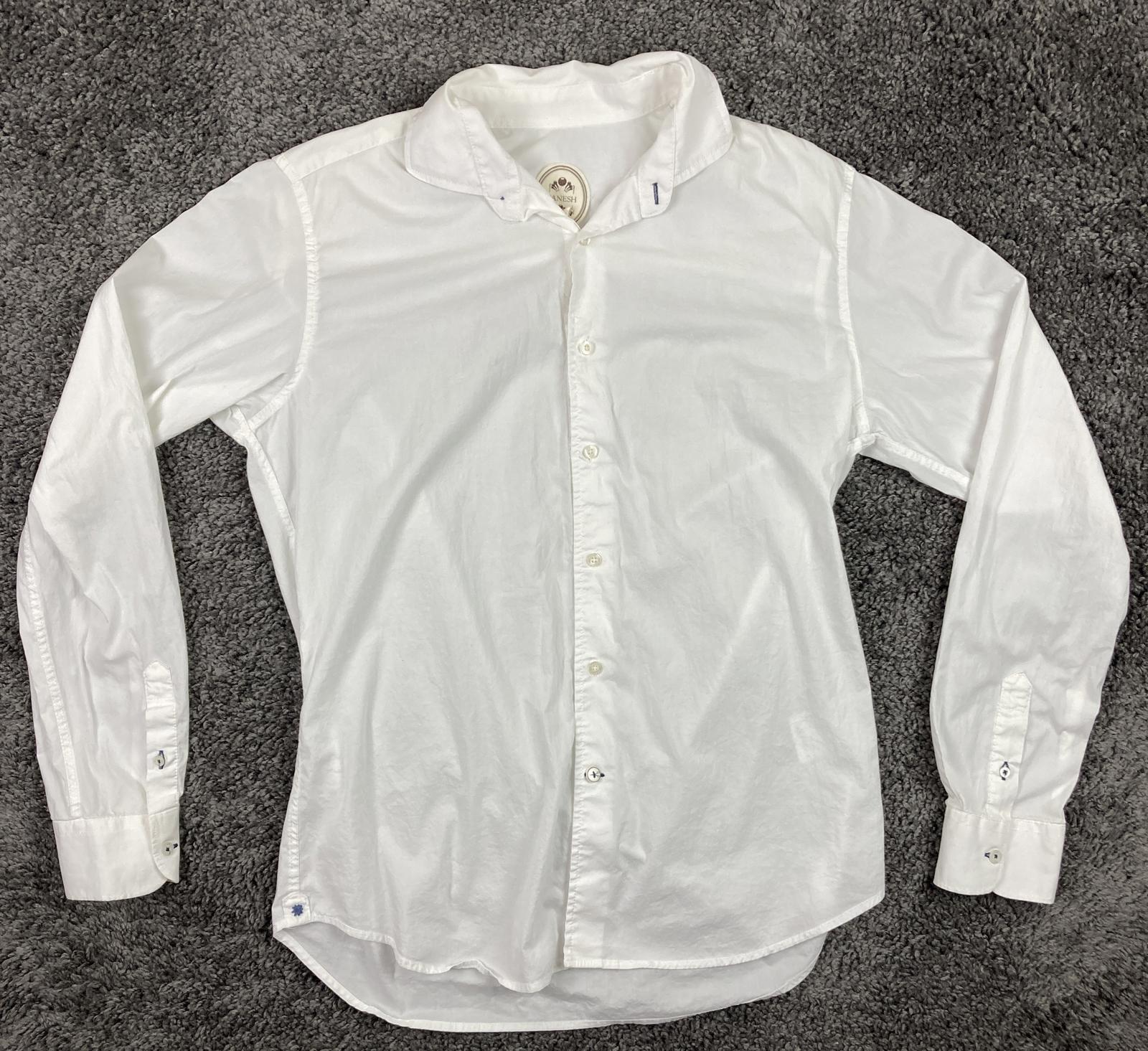 Ganesh Shirt Mens White Stretch Button Front Size XL