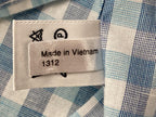 T.M. Lewin Mens Shirt  Slim Fit Blue Gingham Linen Blend Long Sleeve 15.5 (33)