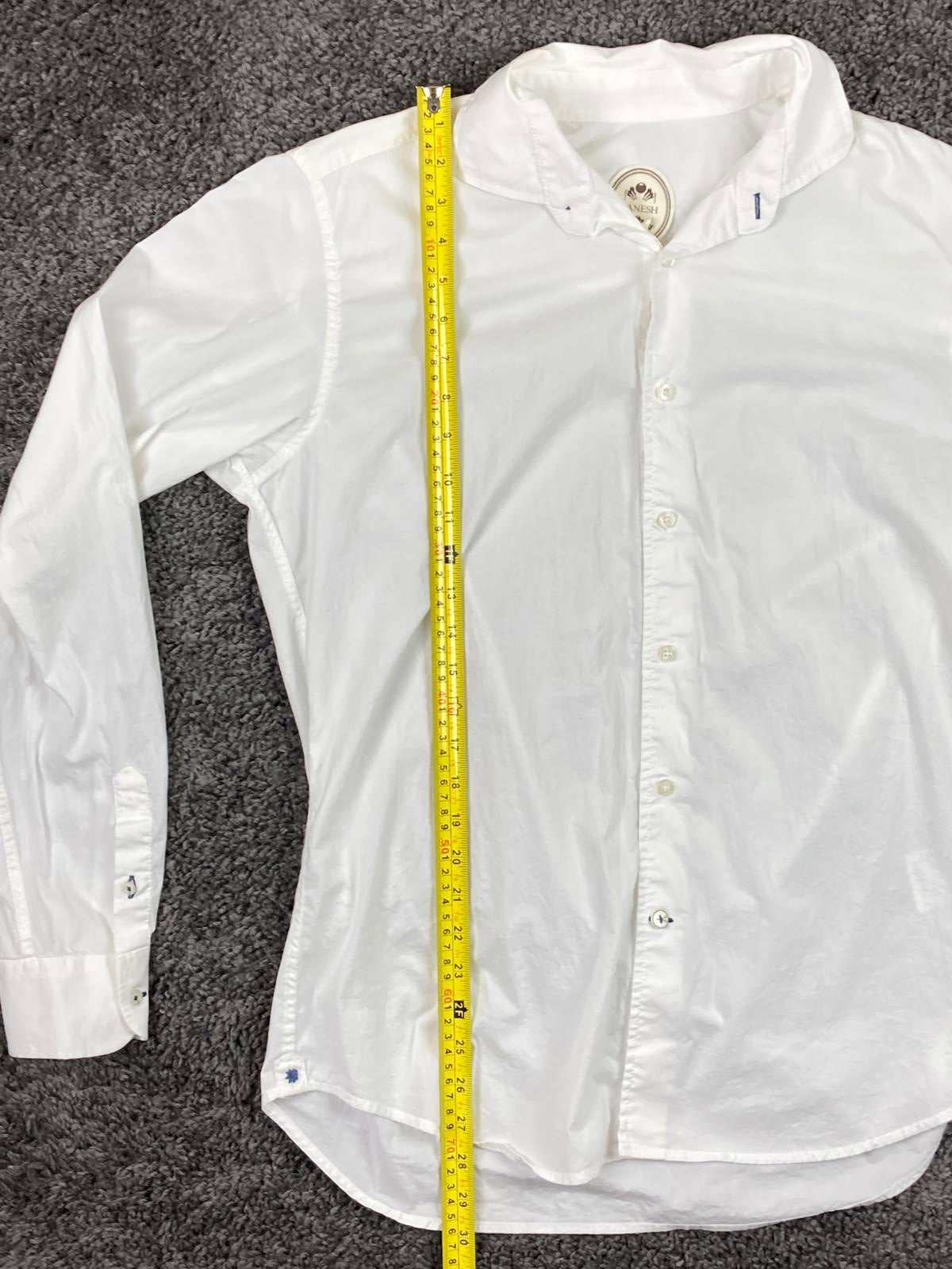 Ganesh Shirt Mens White Stretch Button Front Size XL
