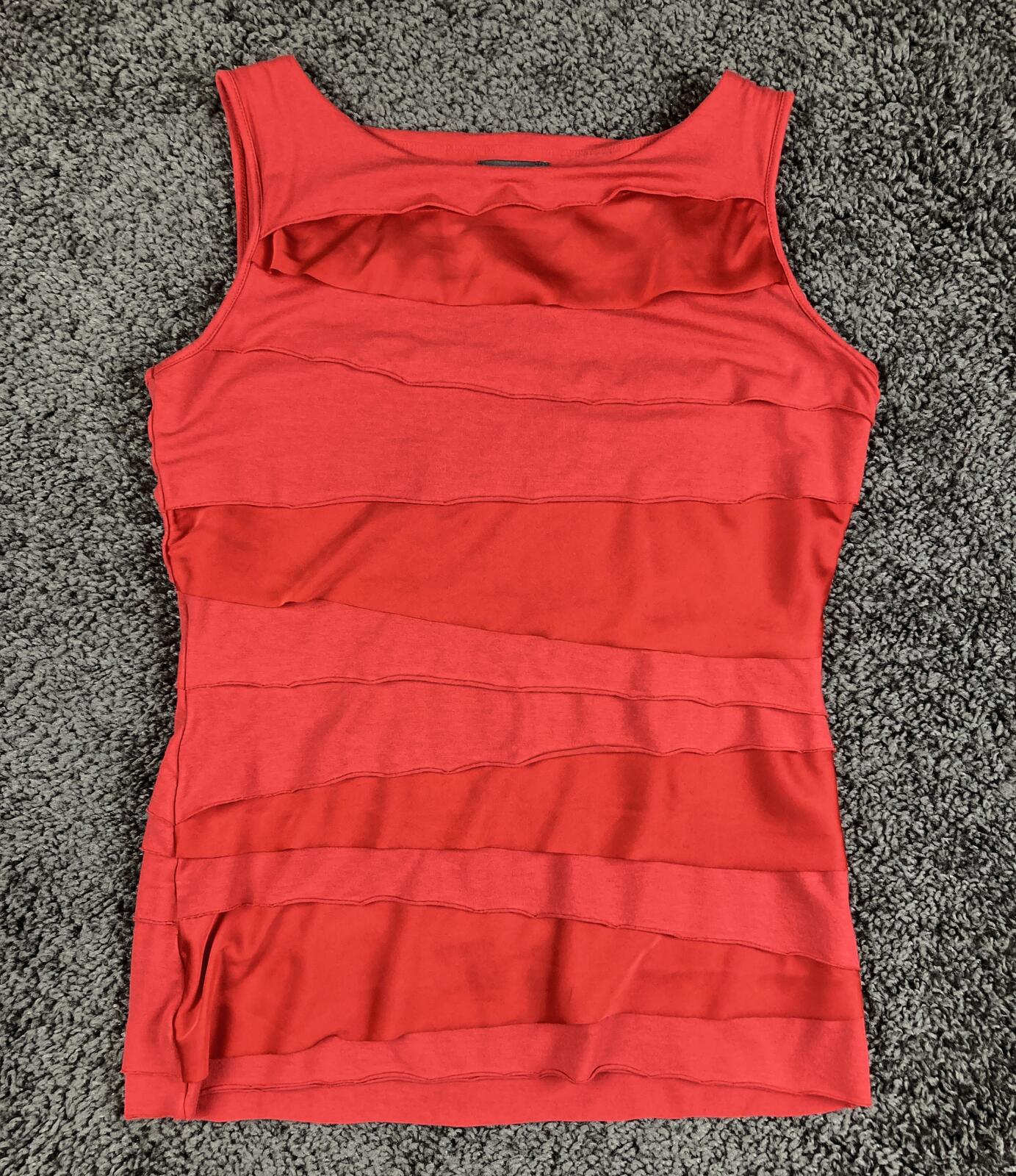 Vince Camuto Coral Tiered Ruffle Tank Top Blouse Sleeveless Career Party Sz S