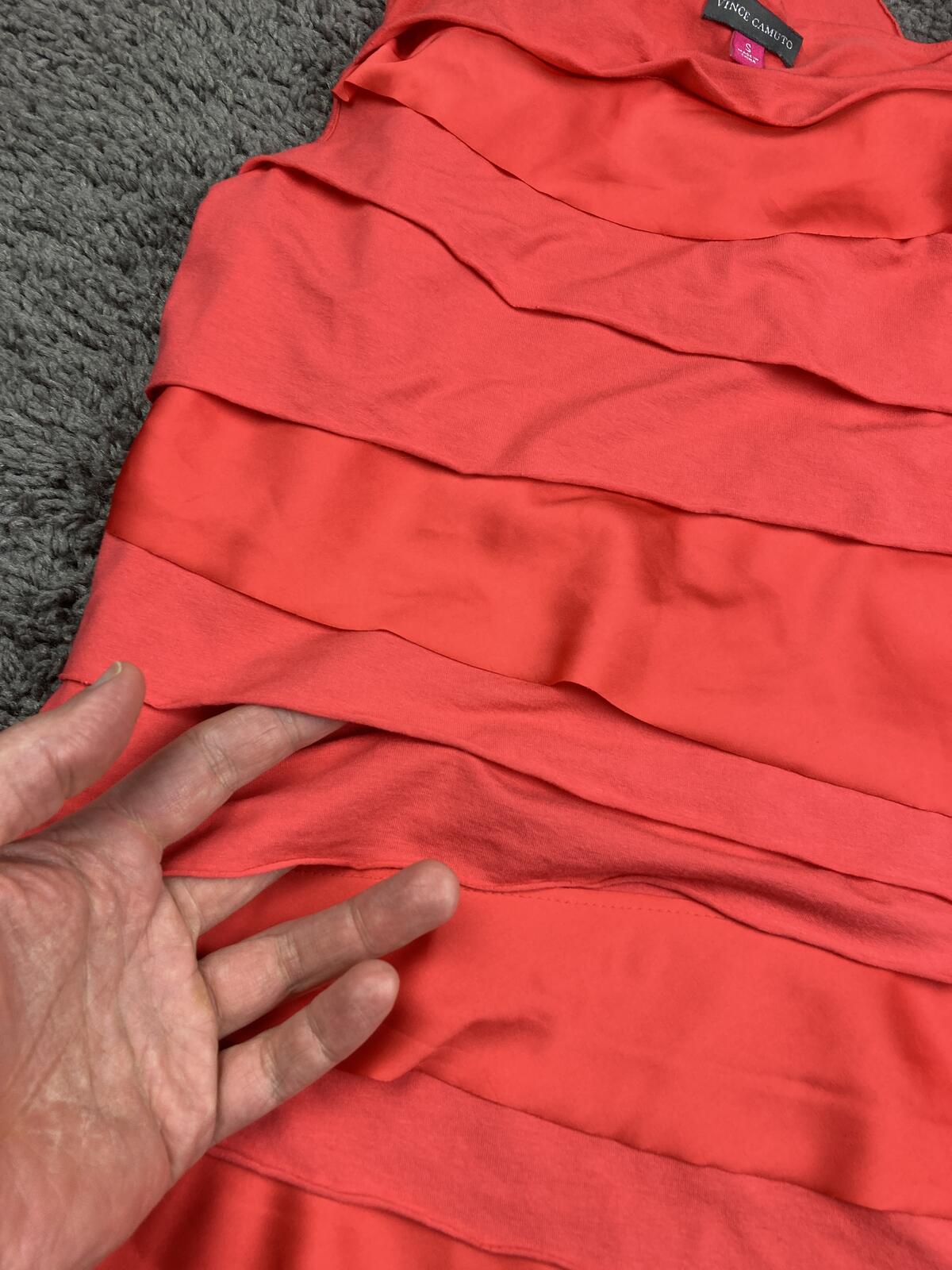 Vince Camuto Coral Tiered Ruffle Tank Top Blouse Sleeveless Career Party Sz S